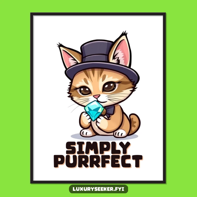 Free Printable Wall Art: Sophisticated Cat Top Hat Gem Funny Downloadable Art Decor