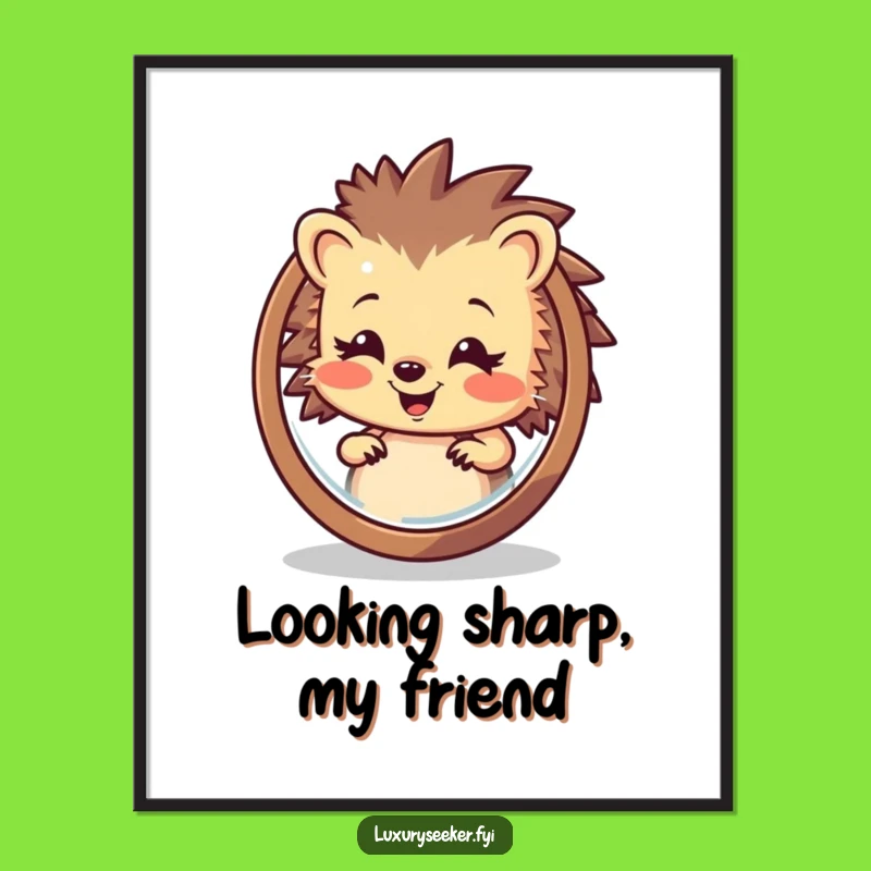 Funny Free Printable Hedgehog Wall Art - Hilarious Mirror Reflection Downloadable Decor