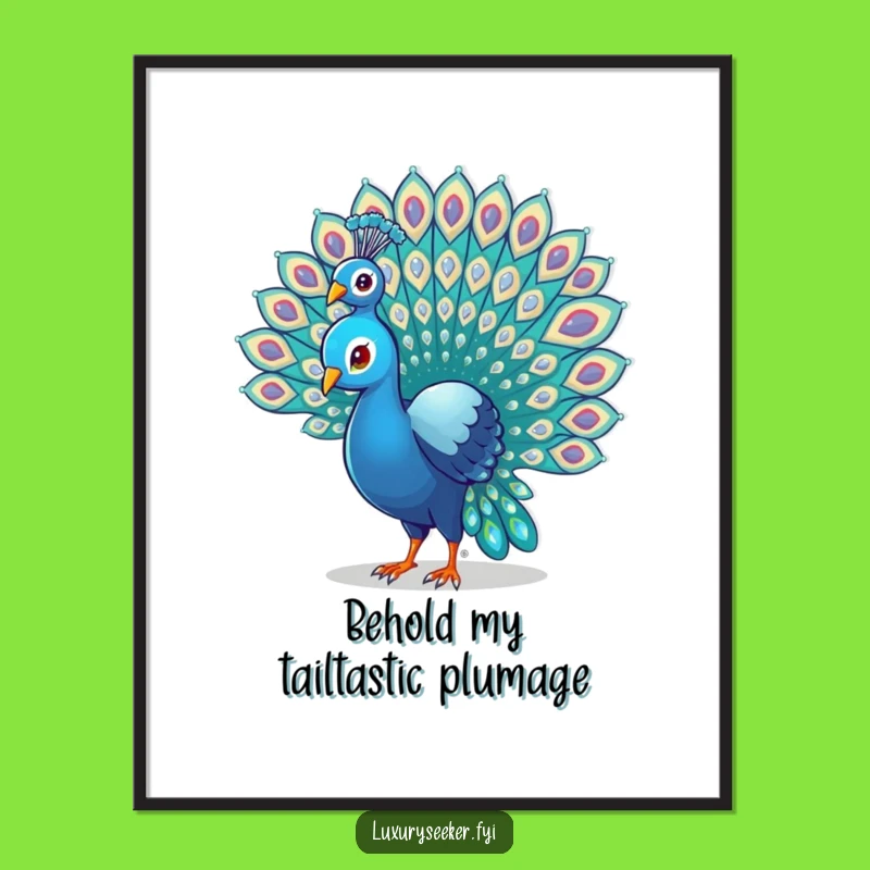 Funny Free Printable Wall Art: Majestic Peacock Gem Tail - Downloadable Decor Gift