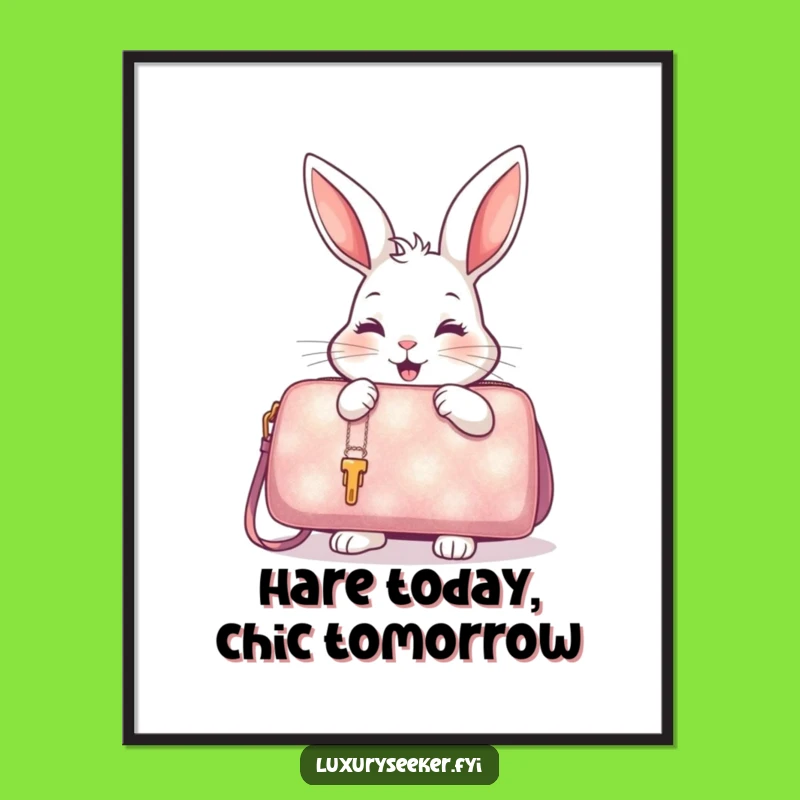 Funny Free Printable Wall Art: Rabbit Handbag Delight, Humorous Downloadable Decor!