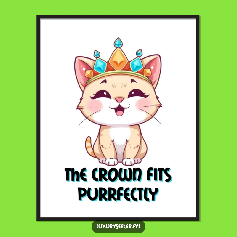 Funny Free Printable Wall Art: Royal Cat Crown Hilariousness Downloadable Art