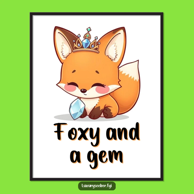 Funny Free Printable Wall Art: Sparkly Fox Tiara, Humorous Downloadable Decor!