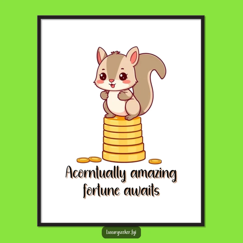 Funny Free Printable Wall Art: Squirrel's Gold Coin Balance Art