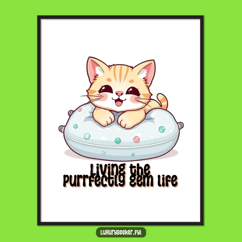 Gemstone Cat Pillow Wall Art Free Printable - Luxury Funny Downloadable Decor