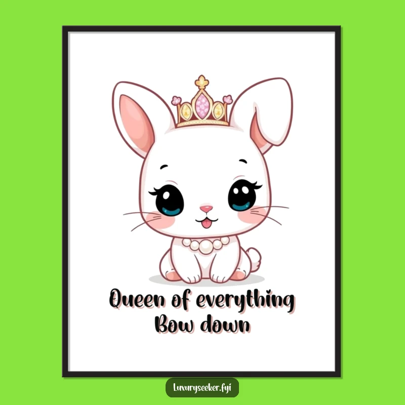 Free Printable Wall Art: Glam Bunny Charm, Whimsical Decor, Downloadable Art
