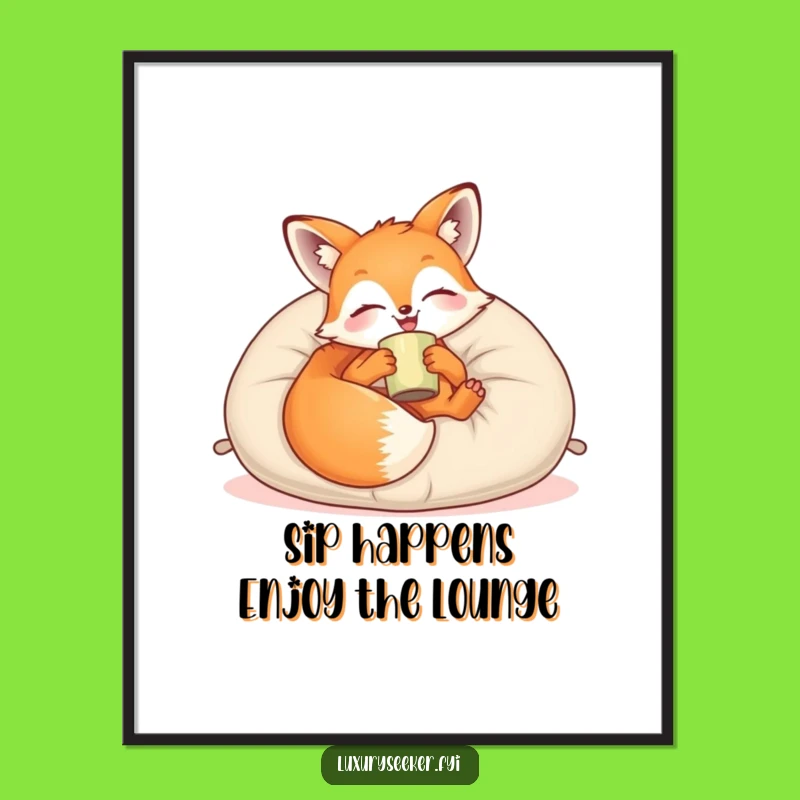 Funny Free Printable Wall Art: Cozy Fox Velvet Relaxing Humorous Downloadable Decor