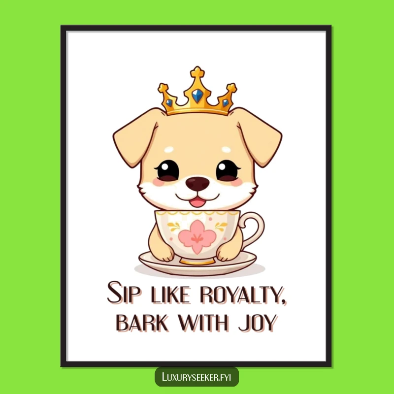 Royal Dog Tea Time Wall Art Free Printable - Funny Downloadable Decor