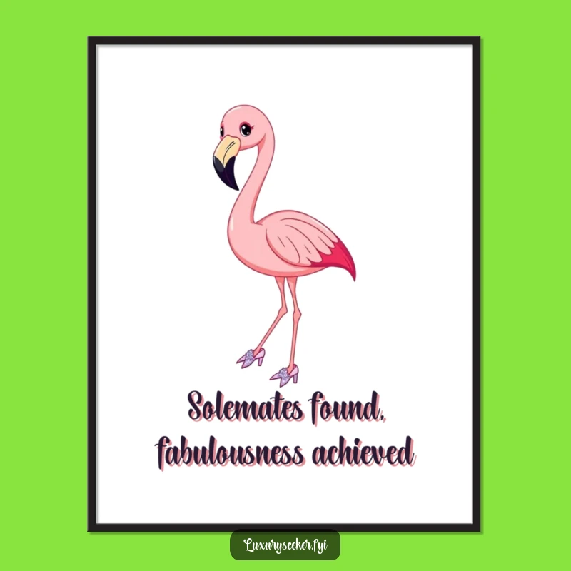 Funny Free Printable Wall Art: Flamingo in Sparkle Shoes - Chic Downloadable Decor