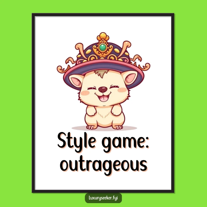 Free Printable Wall Art: Creature in Big Hat - Funny Downloadable Art