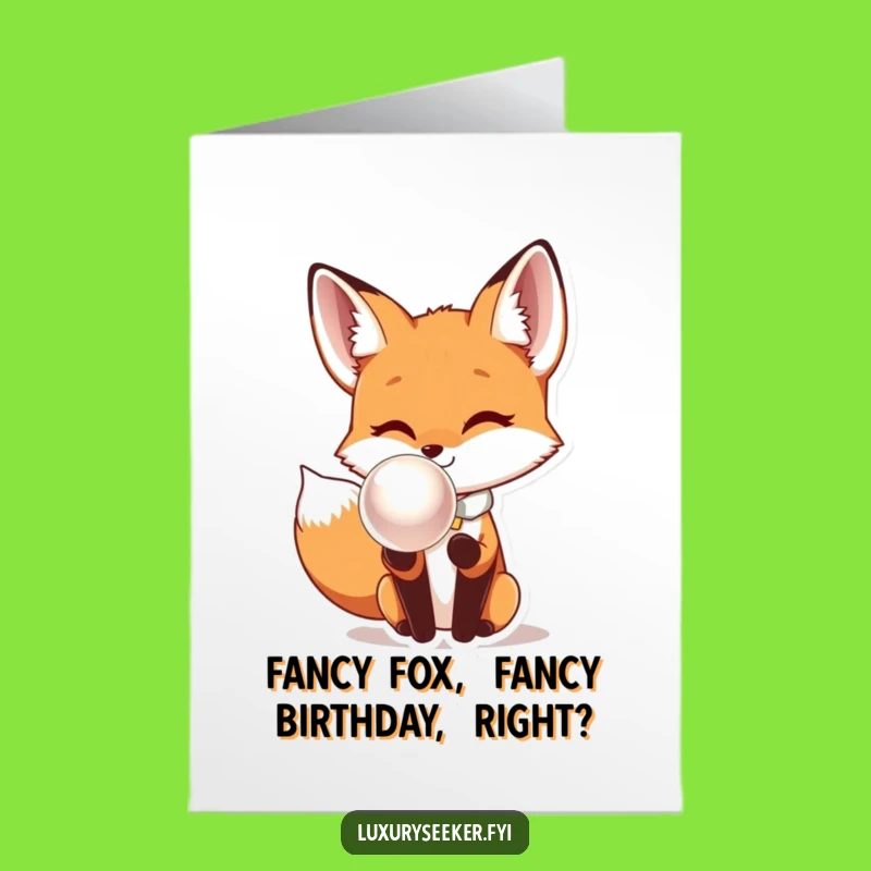 Free Printable Birthday Card: Curious Fox Bow Tie Pearl - Funny Downloadable Gift