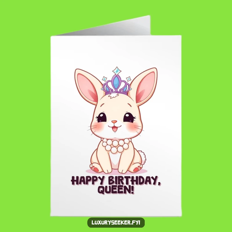 Free Printable Birthday Card: Bunny with Tiara Funny Downloadable Gift