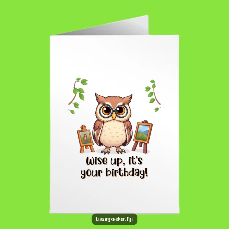 Free Printable Birthday Card: Owl Art Critic- Funny Downloadable Gift