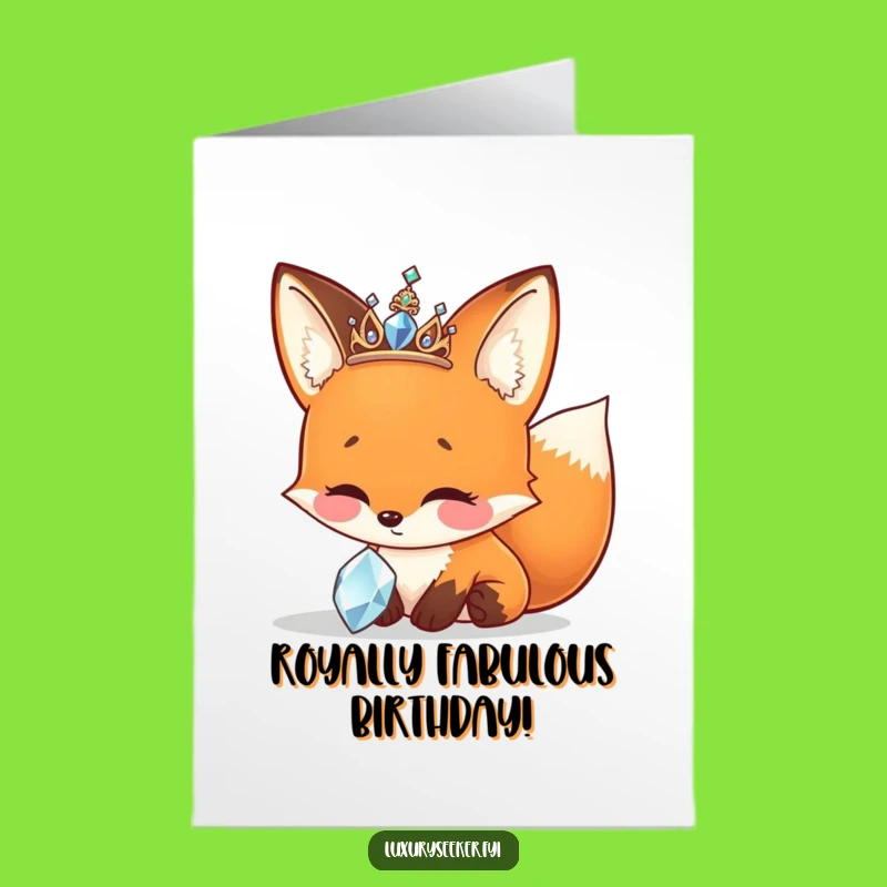 Free Printable Birthday Card: Sparkly Fox Tiara Funny Downloadable Gift!