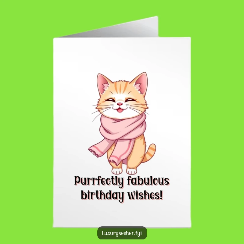 Free Printable Giggling Cat Birthday Card: Elegant Feline Fun Downloadable Gift