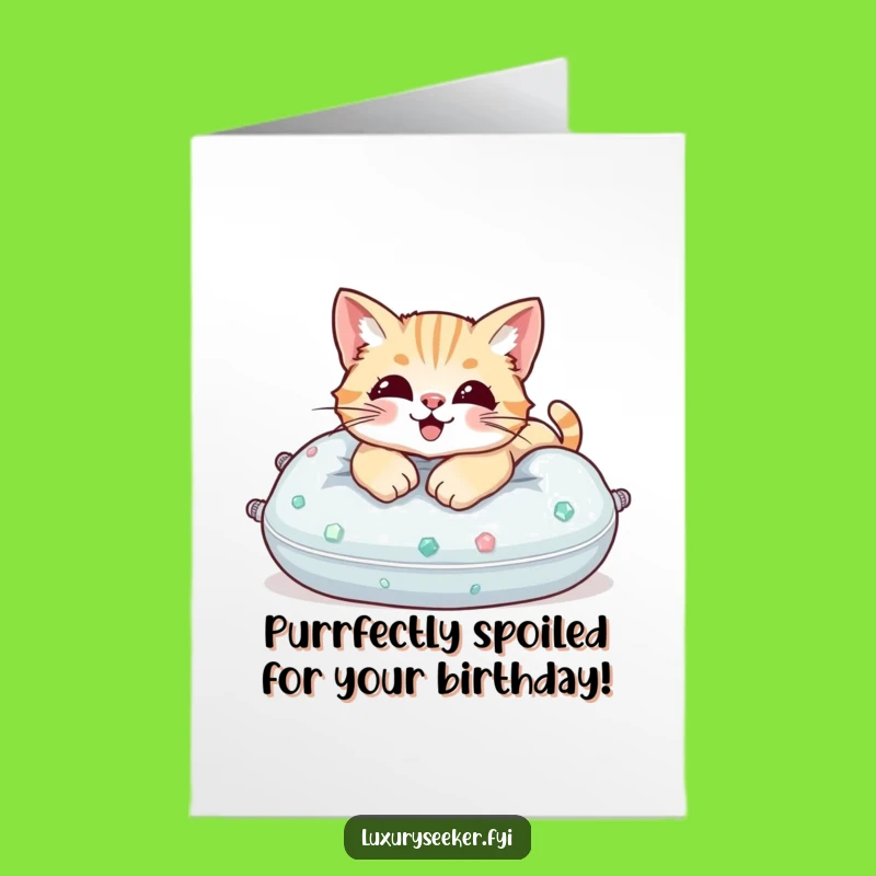 Gemstone Cat Birthday Card Free Printable - Luxe & Funny Downloadable Gift