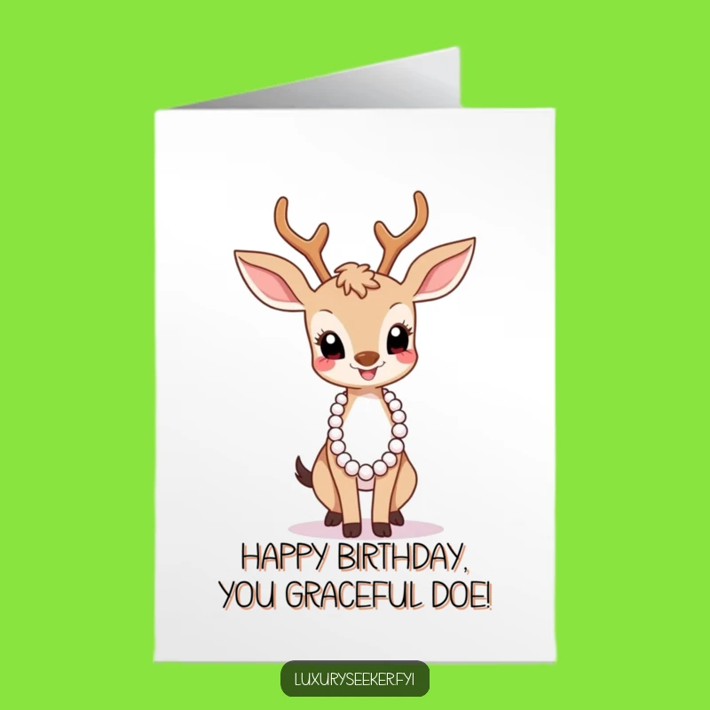 Free Printable Funny Birthday Card: Joyful Deer, Elegant Pose Downloadable Gift