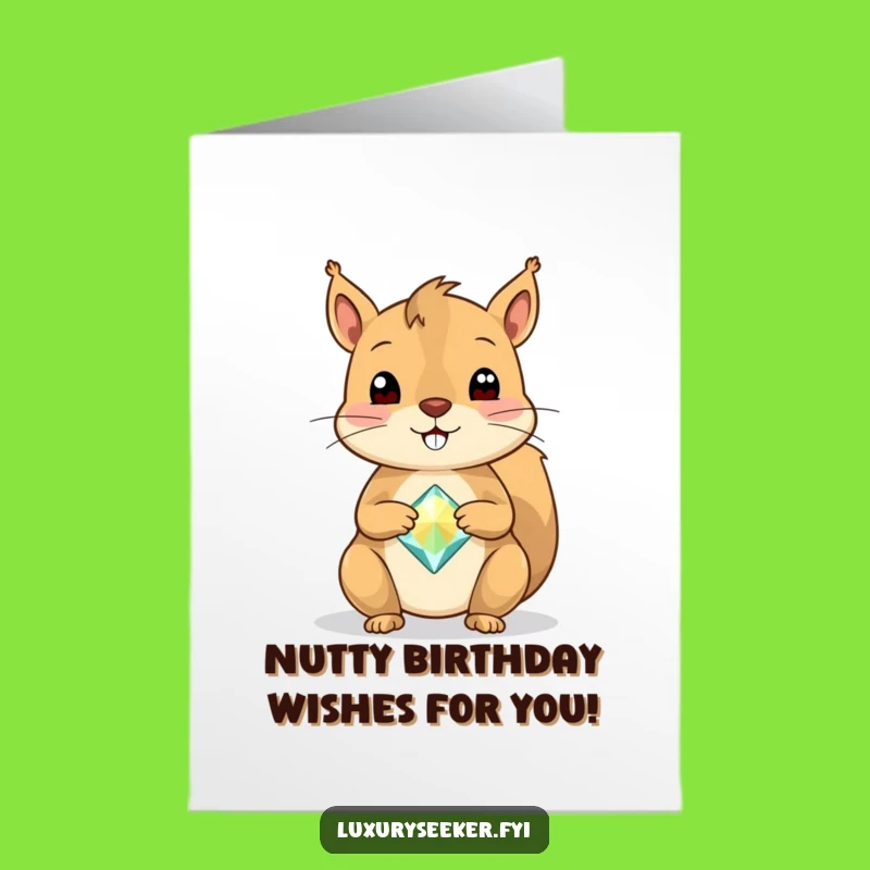 Free Printable Birthday Card: Squirrel Gem Balance - Funny Downloadable Gift!