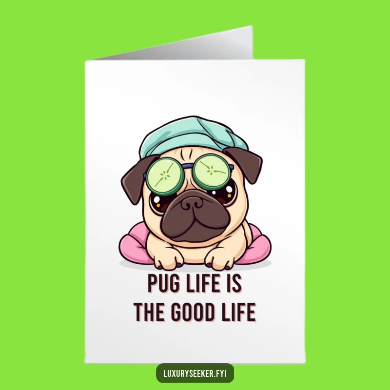 Free Printable Birthday Card: Pampered Pug Spa Funny Downloadable Greeting