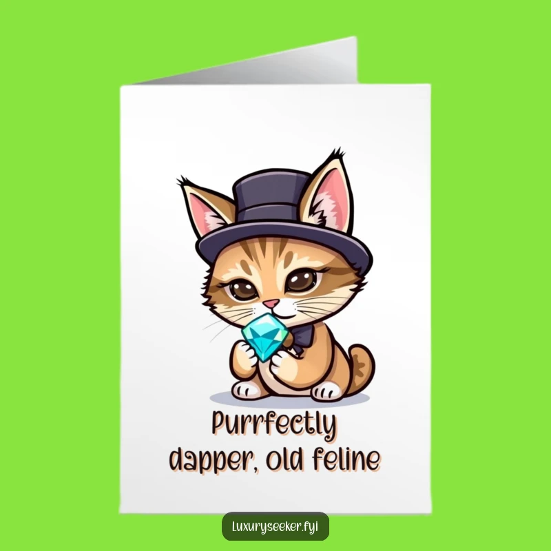 Free Printable Birthday Card: Sophisticated Cat Top Hat Gem Funny Downloadable Greeting
