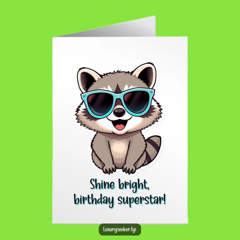Free Printable Birthday Card: Funny Raccoon Sunglasses - Hilarious Downloadable Gift!