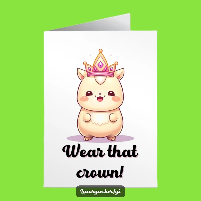 Free Printable Birthday Card: Gleaming Creature Royal, Funny Downloadable Gift