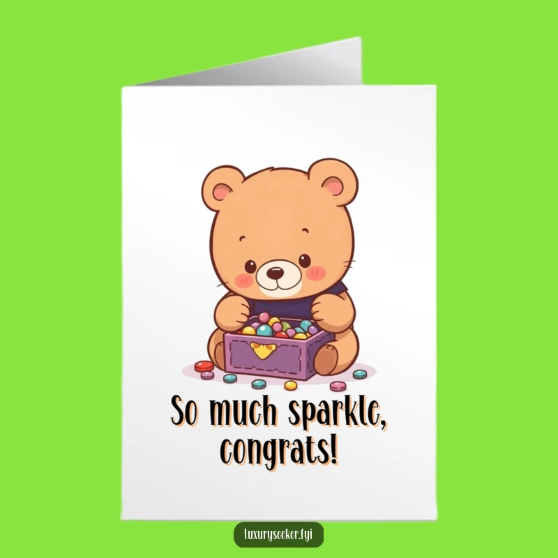 Free Printable Congrats Card: Bear & Bling - Funny Downloadable Celebration!