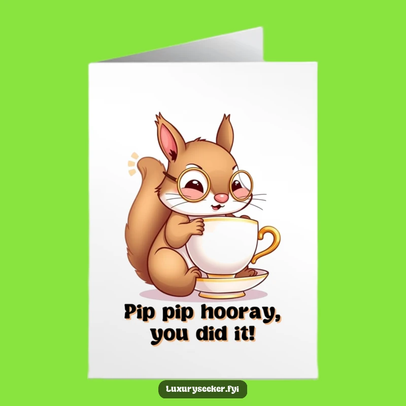 Free Printable Congrats Card: Monocled Squirrel Celebrates Your Success Downloadable
