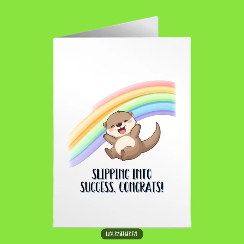Free Printable Congrats Card: Otter's Rainbow Ride - Success Downloadable Gift
