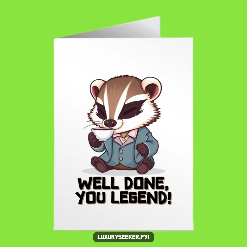 Free Printable Congrats Card: Badger Cheers with Tea- Funny Downloadable Gift