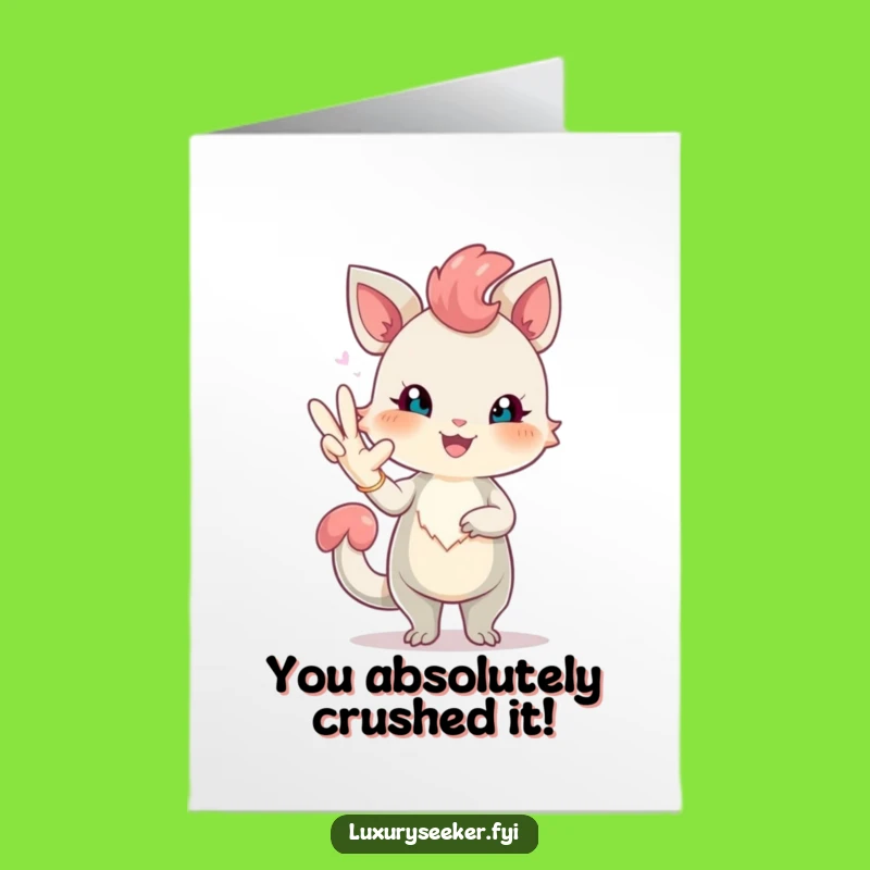 Free Printable Congrats Card: Cheerful Elegant Creature for a Funny Downloadable Gift