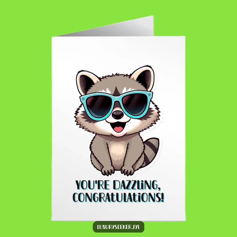 Free Printable Congrats Card: Cool Raccoon Shades - Funny Downloadable Celebration!