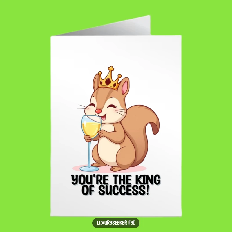 Free Printable Congrats Card: Royal Squirrel Celebration Toast, Downloadable Gift
