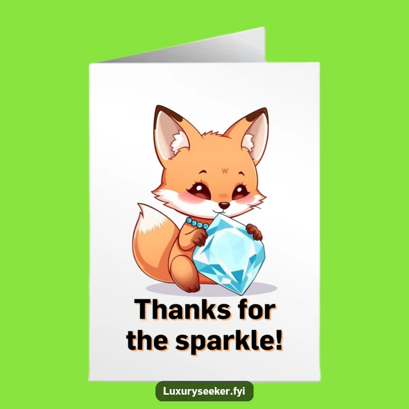 Free Printable Fox Diamond Thank You Card - Grateful Downloadable Humor