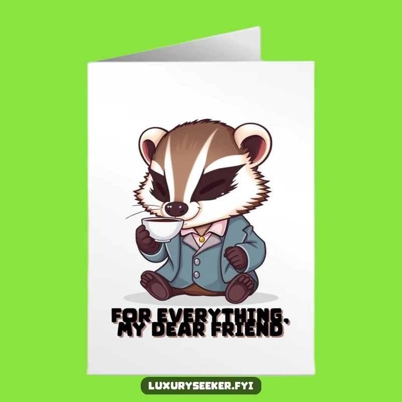 Free Printable Thank You Card: Badger Expresses Gratitude- Funny Downloadable Gift