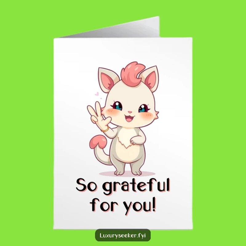 Free Printable Thank You Card: Cheerful Creature with Glove, a Funny Downloadable Gift