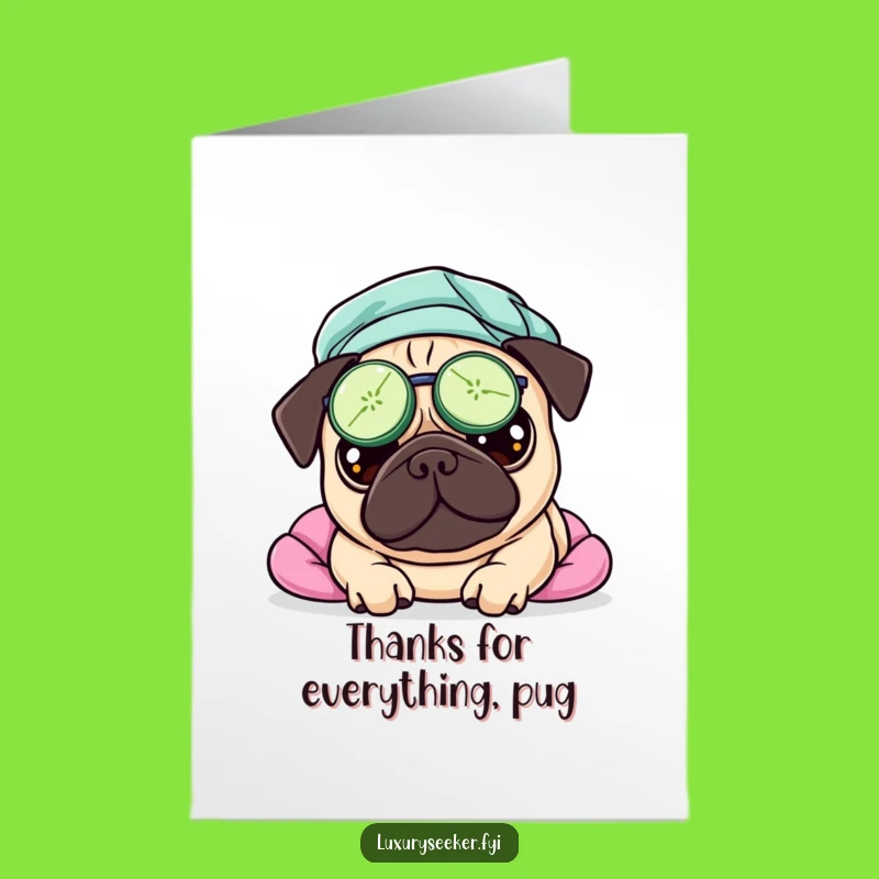 Free Printable Thank You Card: Chill Pug Spa Funny Downloadable Greeting