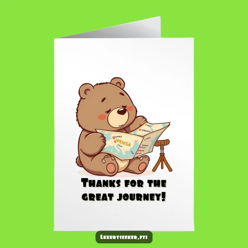 Free Printable Thank You Card: Determined Bear, Grateful Journey, Downloadable Gift