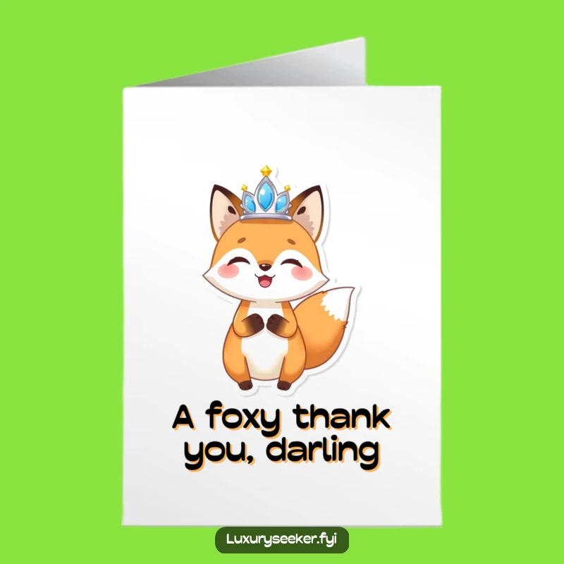 Free Printable Thank You Card: Fox Tiara Pose Downloadable