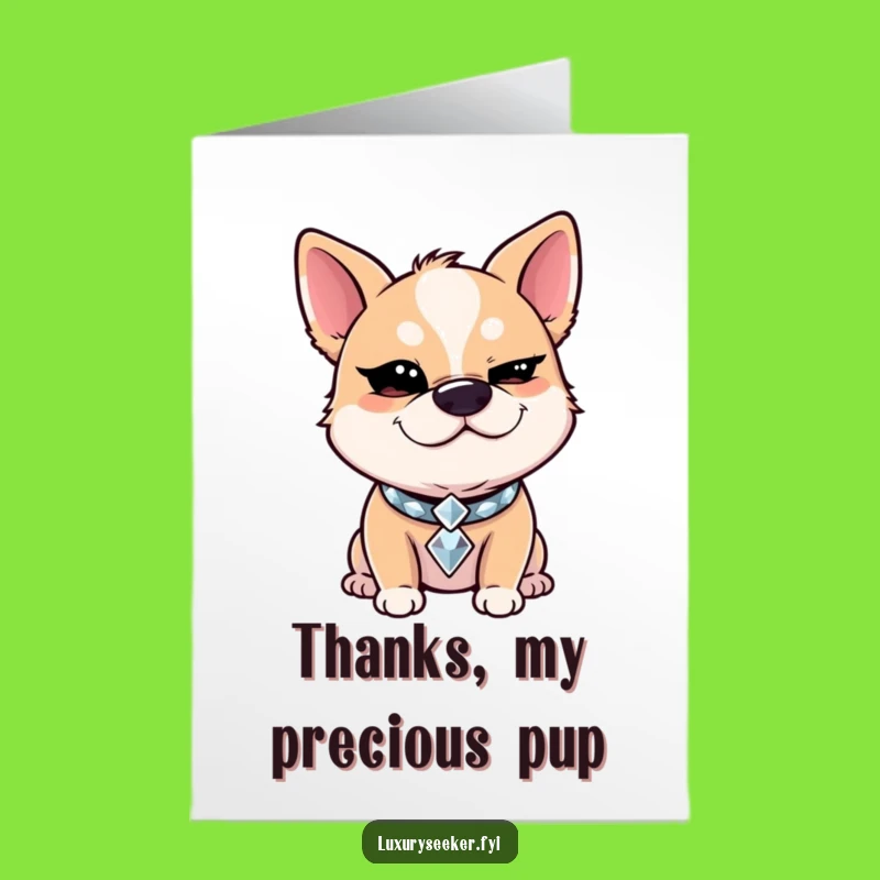 Free Printable Thank You Card: Sassy Dog Diamond Collar Funny Downloadable Gift