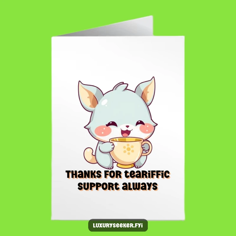 Free Printable Thank You Card: Tea Time Creature Gratitude - Funny Downloadable Gift