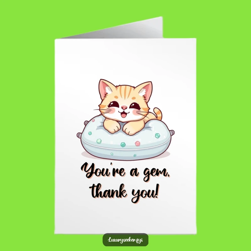 Gemstone Cat Thank You Card Free Printable - Fancy Downloadable Gift