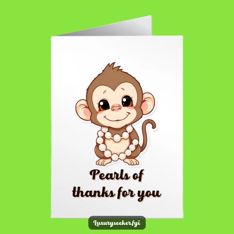 Free Printable Funny Monkey Thank You Card - Pearl Adornment Gratitude Downloadable Gift