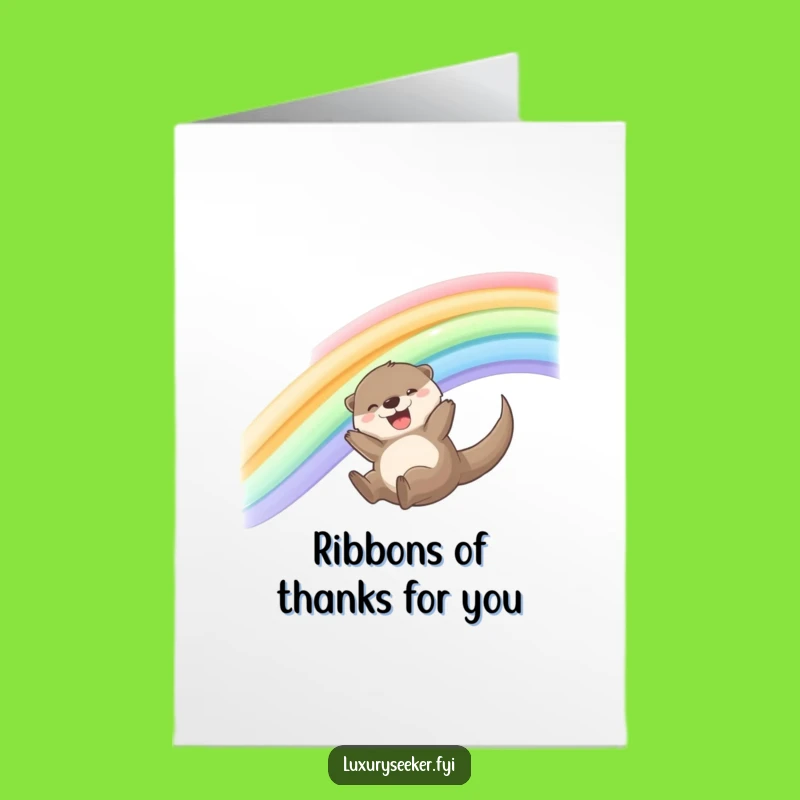 Free Printable Thanks Card: Otter's Rainbow Glide - Grateful Downloadable Gift