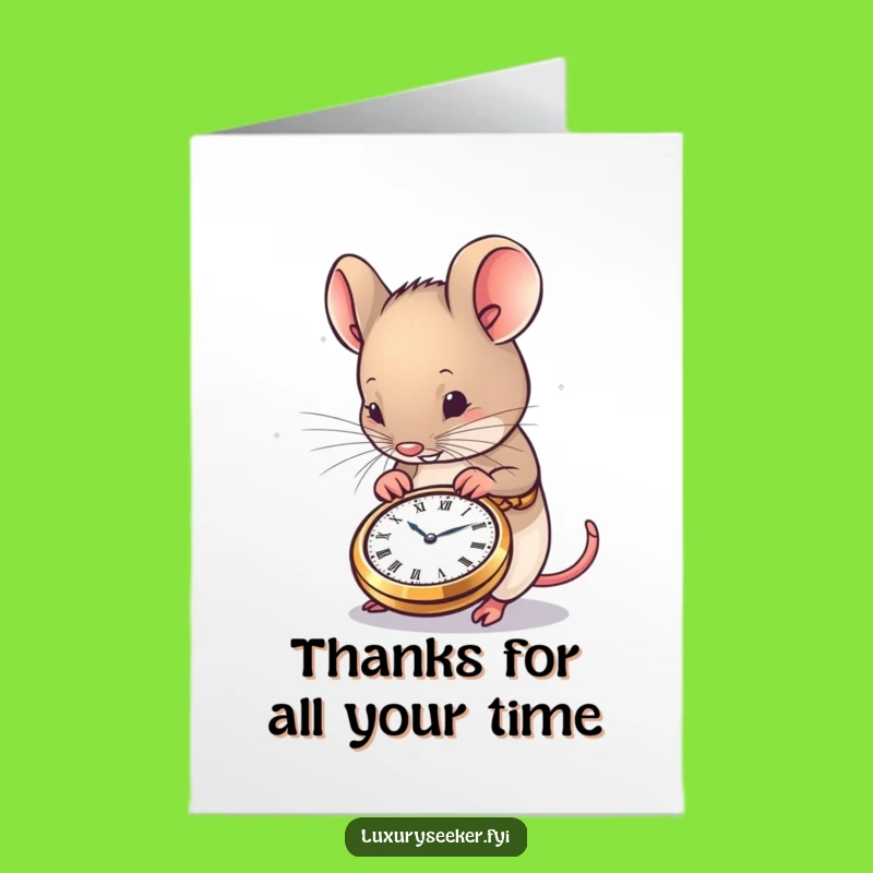 Free Printable Thank You Card: Mouse & Watch Gratitude Downloadable Gift