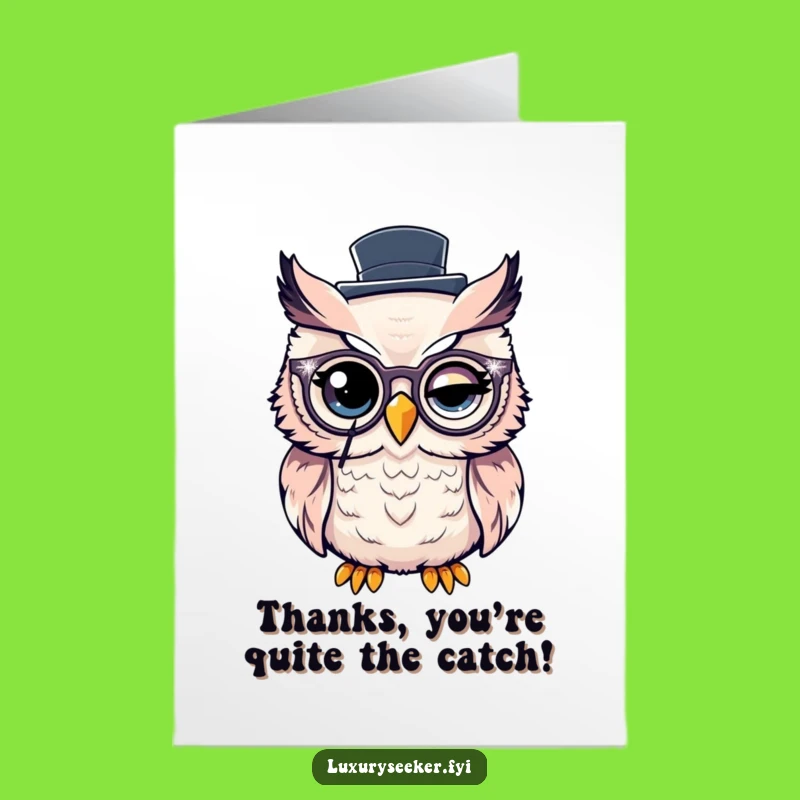 Free Printable Thank You Card: Dapper Owl Monocle Thanks, Downloadable Gift