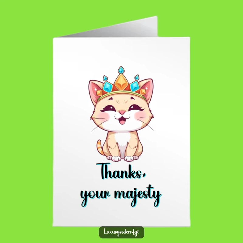 Humorous Free Printable Thank You Card: Cat Crown Gratitude Downloadable Gift