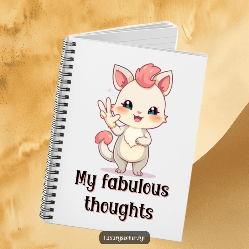 Funny notebook featuring a cheerful creature with rosy blush posing elegantly with a long, elegant glove, ideal for humorous note-taking.