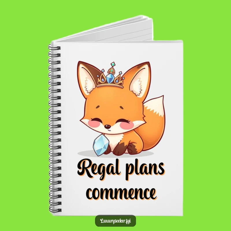 Funny Fox Tiara Notebook - Sparkly Jewel Journal, Creative Funny Gift