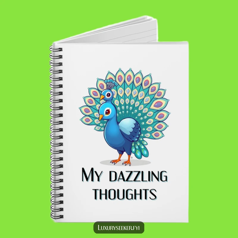 Funny Peacock Gem Tail Notebook - Jot Down Ideas with Sparkle & Humor!
