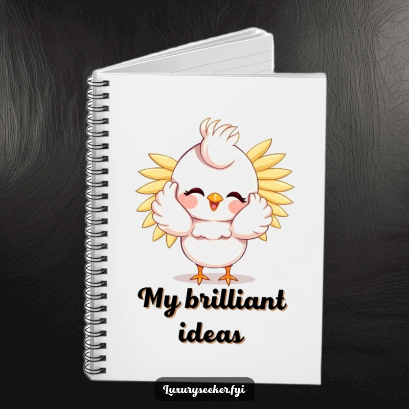 Funny Bird Notebook: A happy bird preens with golden feathers, inspiring the user to fill its pages with funny thoughts and ideas.
